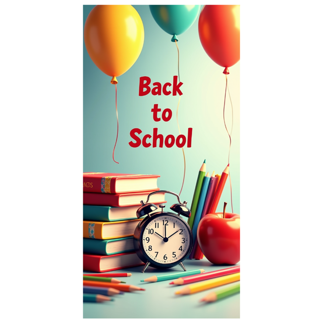 Back to School Books Clock Kids Poster Backdrop Banner Classroom Supplies Educational Decorations School Event Party Photography Props
