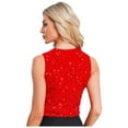 thumbnail image 2 of SiiRoh Womens Glitter Sequins Waistcoat Sleeveless Blazer Jacket Vest Top V Neck Tuxedo Clubwear Red L, 2 of 4