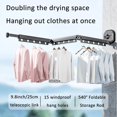 thumbnail image 3 of KDJ Folding Clothes Hanger Indoor Retractable Cloth Drying Rack, Space-saving Wall Mounted Laundry Rack for Home, Black and White, 59cm/92cm/126cm, 3 of 10