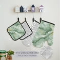 thumbnail image 5 of 5 Pcs Kitchen Set Heat Resistant Oven Mitts and Non-Slip Pot Holders with Adjustable Cooking Apron Soft Green Marble, 5 of 6