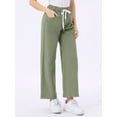 thumbnail image 4 of DARING DIVA Women's Trendy Elastic Waist Wide Legs Drawstring Jeans L Army Green, 4 of 6
