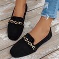 thumbnail image 2 of Rokment Womens Dressy Shoes 2026 Stylish Casual Metallic Chain Suede Low Heels Business Office Work Formal Flat Comfortable Walking Slip on Loafers Fall Black Size 6, 2 of 6