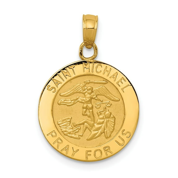 14k Saint Michael Medal Pendant in 14k Yellow Gold