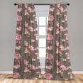 thumbnail image 2 of Lily Flowers Window Curtains, Fantasy Inspirations Floral Design with Retro Wave Colors Leaves Print, Lightweight Decor 2-Panel Set with Rod Pocket, Pair of - 28"x63", Indigo Pastel Pink, by Ambesonne, 2 of 3