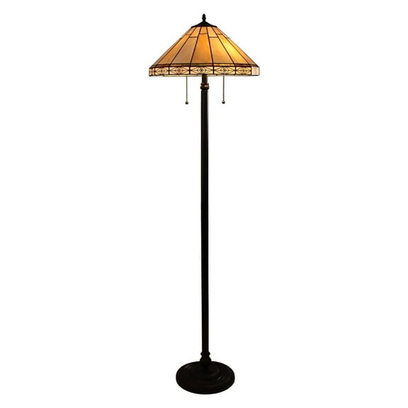 Chloe Lighting Belle Mission 2-Light Metal Floor Lamp in Blackish Bronze