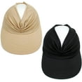 thumbnail image 2 of 2 Packs Womens Sun Visor Hat Wide Brim Summer UPF 50+ UV Protection Beach Sport Cap, 2 of 6