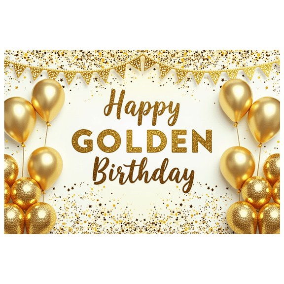 LUUFILx Sparkling Golden Happy Golden Birthday Banner Background Party Supplies
