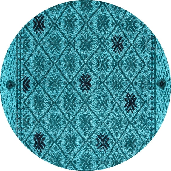 Ahgly Company Indoor Round Abstract Light Blue Modern Area Rugs, 8' Round
