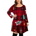 thumbnail image 1 of Bellella Robe de Noël pour Femmes Grande Taille Imprimé Flocon de Neige Robe de Noël Longueur Genou Manches Longues Col Rond Ample Élément D TG, 1 of 3