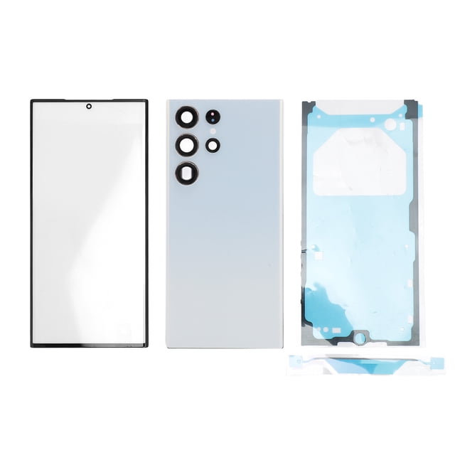 Phone Back Glass Cover Front Glass Outer Screen for Galaxy S23 Ultra 5G, Phone Back Glass Cover Replacement with Pre Installed Camera Lens Repair Tools