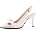 thumbnail image 2 of Women's Sexy Slingbacks Bow Stiletto Heels Closed Pointed Toe Pumps Bead Buckle Strap High Heels Dress Shoes, 2 of 12