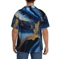 thumbnail image 5 of Fotbe Navy Blue Marble print Short Sleeve Button Down Shirts for Men Casual Summer Beach Wrinkle Free Shirt-Large, 5 of 7