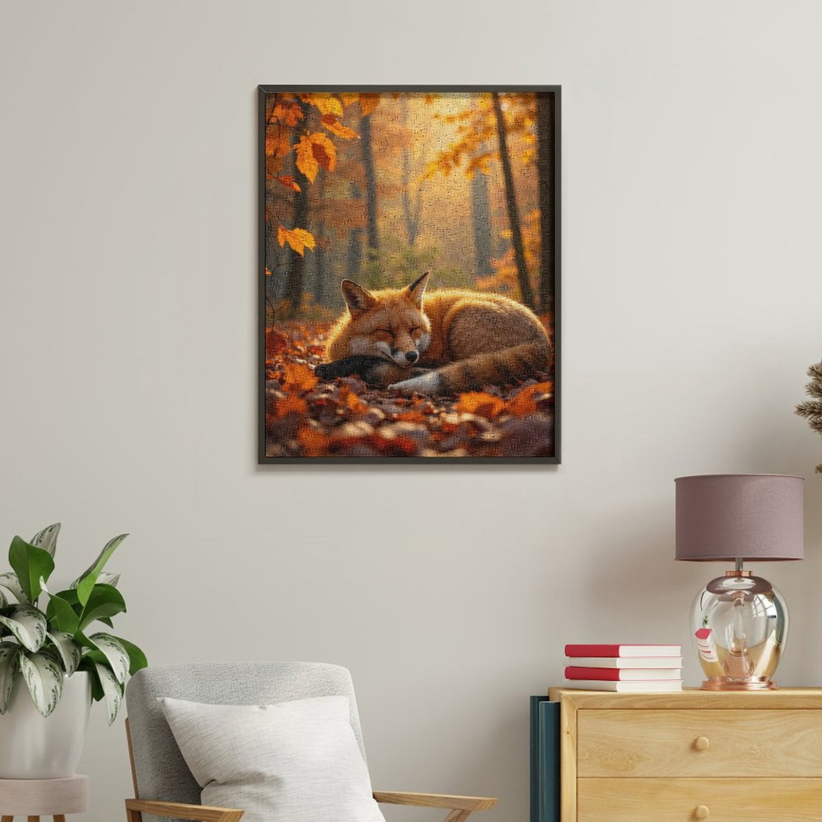 Paint by Numbers Kit for Adults, Fox Sleeping Autumn Leaves Forest Paint by Numbers, Easy Paint by Numbers Kit for Adults Beginner, DIY Adult Paint by Number Kits on Canvas, Home Decor