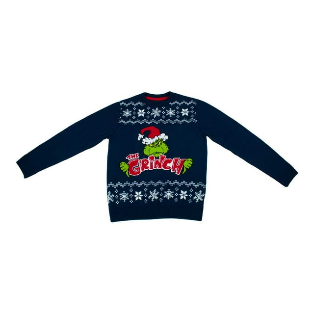 Suéter Navideño Dr. Seuss Ugly Sweater Talla G Grinch Unisex Manga Larga Azul