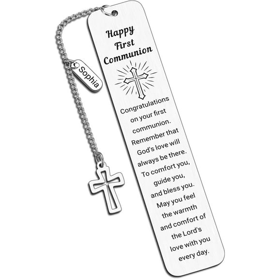 First Communion Gifts for Girls Boys - Personalized Bookmarks for Women Men Religious Easter Gifts Catholic 1st Communion Gifts for Teens Custom Holy Communion Christian Bookmark Baptism Confirmation