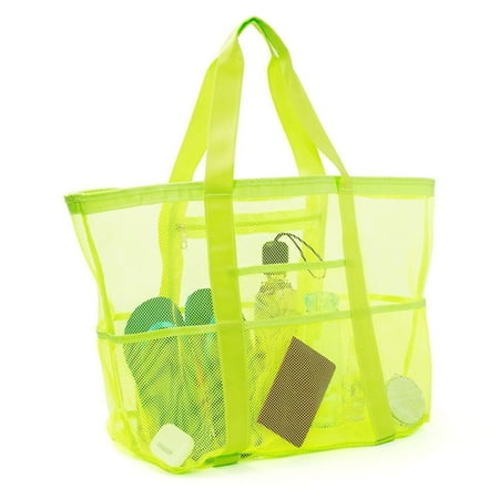 

AQRS Mesh Beach Bag with Zipper Large Capacity Beach Tote Foldable Design Waterproof Sand-proof Pool Bag with Pockets