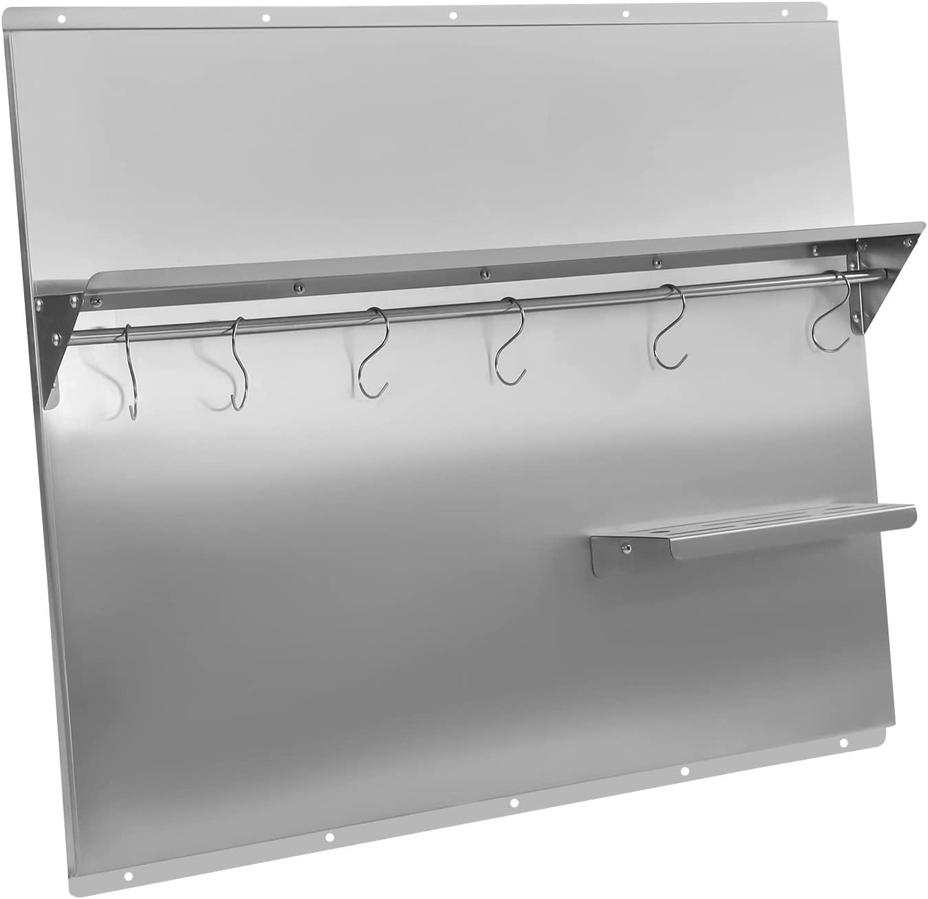 Miumaeov Stainless Steel Backsplash with Shelf, Stainless Steel