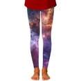 thumbnail image 3 of Little Girls Pants Starry Sky Print Slim Fit Athletic Casual Pants Stretchy Leggings Size 5-6T ,Pink, 3 of 4