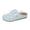Blue, variant on Round Toe Backless Clog Mules for Women, Faux Suede Lace Bow Slip On Flat Slides, Adjustable Strap Casual Walking House Daily Shoes