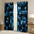 thumbnail image 2 of Manfei Chic Cyan Geometric Black Out Curtains, Modern Square Abstract Curtains Pack of 2 (42x63 Each), Teens Boys Girls Kids Bedroom Curtains, Black Out Curtains Home Decor, 2 of 6