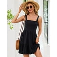 thumbnail image 5 of Sociala Womens Adjustable Straps Dress with Pockets Cute Sleeveless High Waist A-line Sundress Built-in Bra, 5 of 8