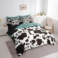 thumbnail image 2 of Homewish Boho Farm Cow Print 7 Pieces Full Size Bedding Sets,Rustic Paisley Full Size Bed in a Bag,Teal,Black Reversible, 2 of 8