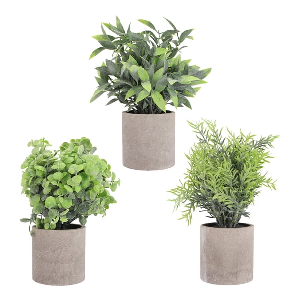 KAKOWELY 3 piezas de plantas verdes artificiales, pequeñas plantas verdes en macetas, adornos de bonsái.
