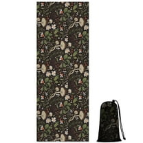 Brown Mushroom Daisy Dark Pattern Hot Yoga Mat Towel Non Slip for Hot Yoga - Quick-Drying Yoga Mat Cover with 4 Corner Pockets with Travel Bag - Hot Yoga Towel Non Slip 70"x26"