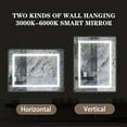 thumbnail image 6 of 32x24in LED Bathroom Mirror With Lights,Glossy Brushed Silver Mirror Anti-Fog Dimmable Lighted Wall Mounted Vanity Mirror Master Bath Modern Makeup(Only mirrors, not cabinets), 6 of 13