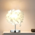 thumbnail image 5 of Creative Feather Table Lamp Silver Pole White Feather Table Lamp Simple Bedroom Lamp Feather Lamp Atmosphere Bedside Table Lamp, 5 of 5