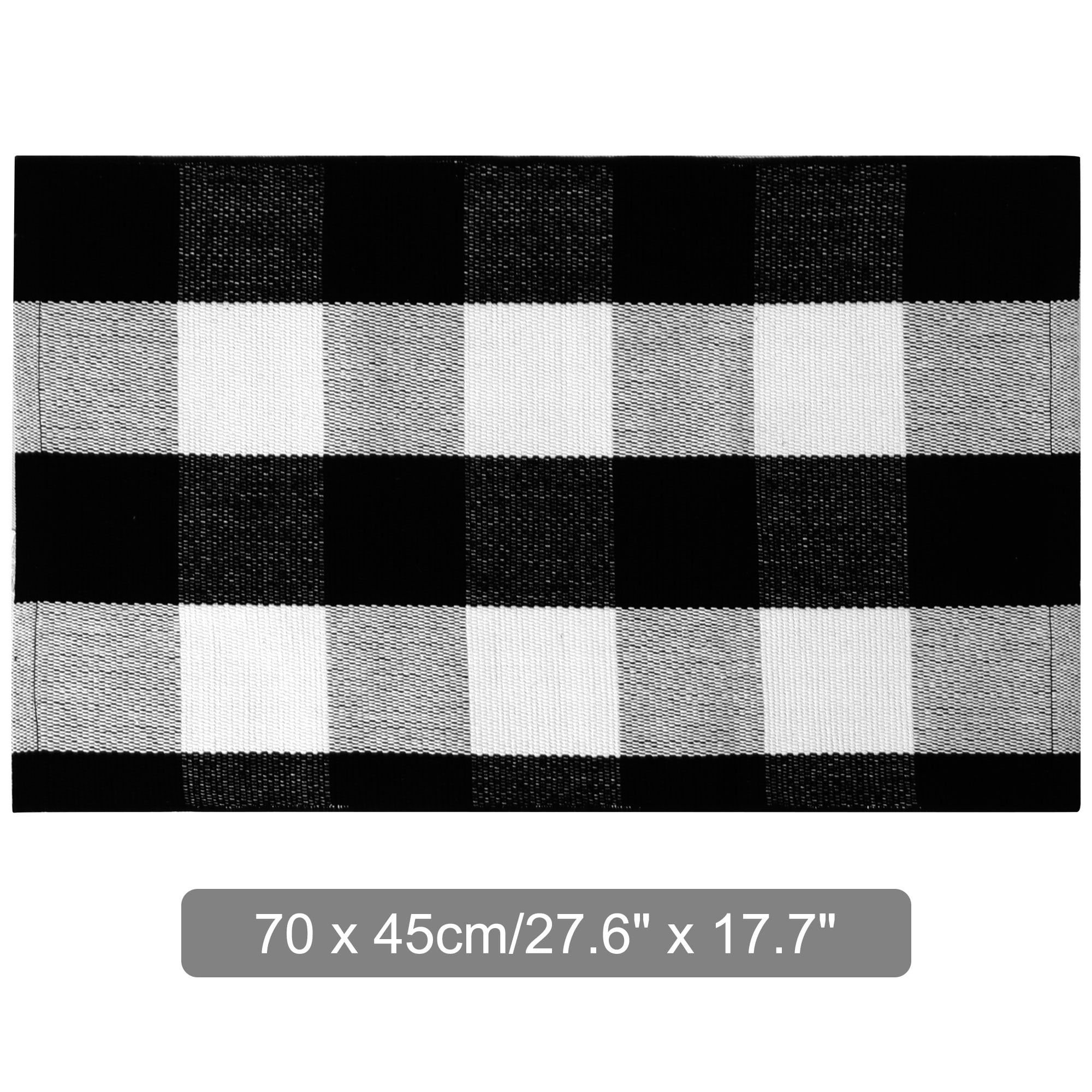 Unique Bargains Cotton Woven Checkered Area Rugs Floor Rug Carpet Mat Black & White 28"x18"