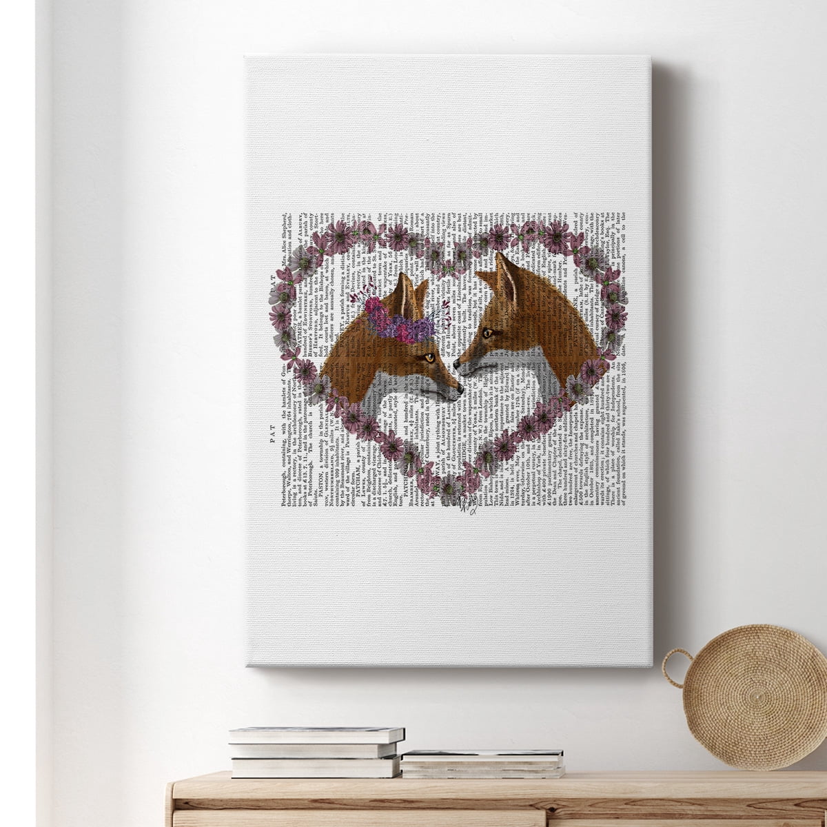 Foxes in Flowers Premium Gallery Wrapped Canvas - Ready to Hang
