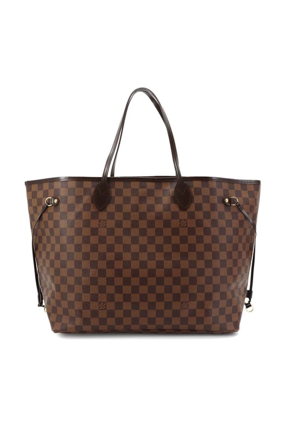 Pre-Owned Louis Vuitton Damier Neverfull GM Tote Handbag, Ebene Cerise, N51106, Gold Hardware