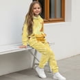 thumbnail image 4 of Uorisanigo Kid Boy Girl Outfit Cute Giraffe Yellow Long Sleeve Hood Pullover Sweatshirt + Athletic Cargo Jogger Sweatpants, Graphic Printed Hoodie & Pant Set of 2, 4 of 7