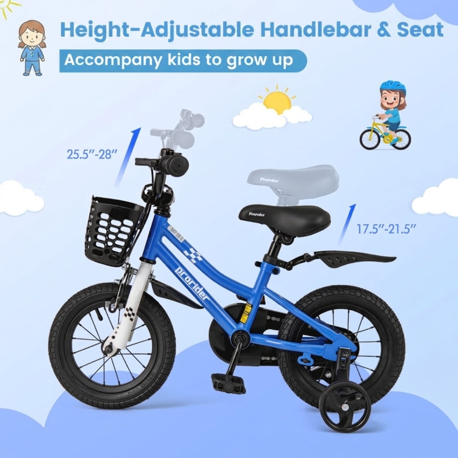 Redsmile Kids Bike 12 Inch with Training Wheels for Toddlers Boys Girls Ages 3-4 Years Old, Kids Bicycle with Adjustable Seat and Carbon Steel Frame, 12" Beginner Bike, Rider Height 31.5"-41.3", Red