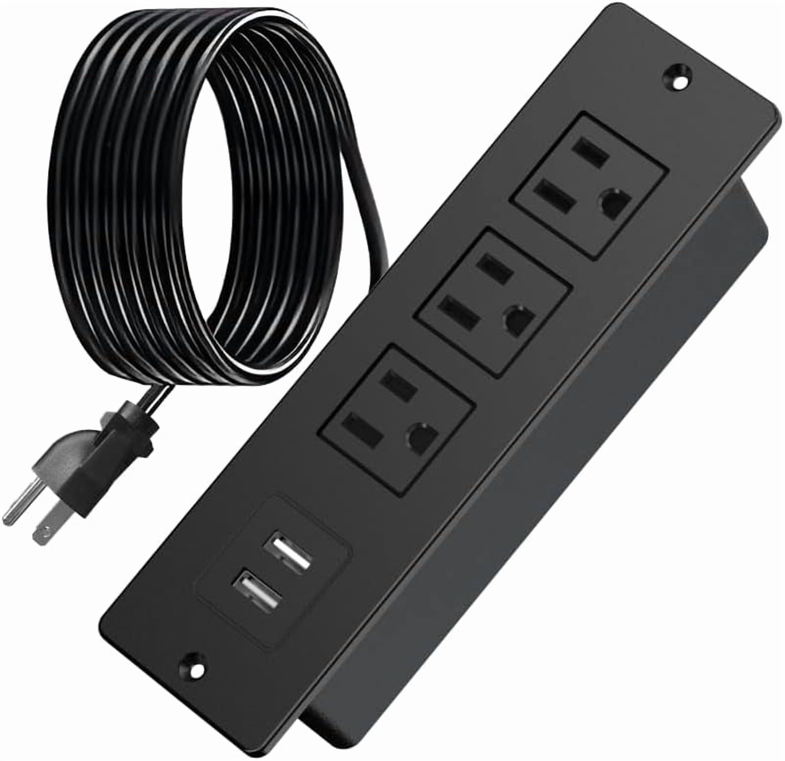 RGHJAR-1500W Recessed Power Strip Flush Mount Power Adapter Charging Station with USB Plug Multiple Surge Protector Hidden Outlet Extender with Extension Cord for Desk Furniture Table Nightstand Bed