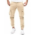 thumbnail image 3 of Pantalones cargo ajustados con múltiples bolsillos y estiramiento alto para hombre, pantalones de chándal con múltiples bolsillos, pantalones de correr informales para trabajo al aire libre de Color s, 3 of 5