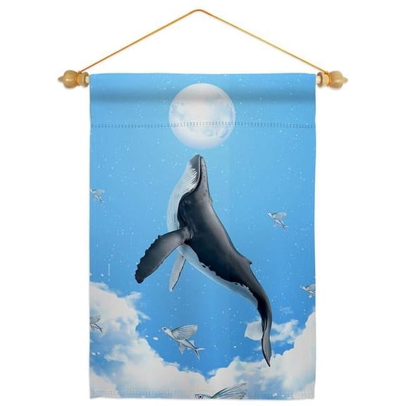 Breeze Decor GS120269-P3-05 Flying Whale Animals Sea Creature 13 x 18.5. in. Double-Sided Decorative Horizontal House Garden Flag Set for Decoration Banner Yard Gift