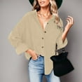 thumbnail image 3 of DuoJiaJ Womens Corduroy Button Down Shirt Oversized Blouses Tops Long Sleeve Casual Warm Jacket With Pockets Women's Long Sleeve Shirts Yellow XXL, 3 of 5