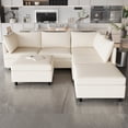 thumbnail image 2 of 6 Seat Modular Sectional Sofa with Convertible Sofa Seat for Storage, Fabric Sofa Set with Sleeper Sofa Bed for Living Room, Beige, 2 of 9