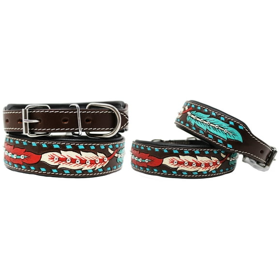 Small 13''- 17'' Dog Puppy Collar Genuine Cow Leather Padded Canine 6097