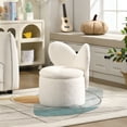 thumbnail image 3 of Guyou Cute Kids Storage Stool, Upholstered Kids Reading Chair with Butterfly Shaped Back, Faux Fur Toddler Chair with Storage for Playroom Kindergarten Bedroom, White, 3 of 7