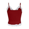 thumbnail image 3 of SNKSDGM Female Spaghetti Strap Tank Top Packs for Women Tank Top for Women Ribbed Women's Lace Splicing Fashion Pure with A Slim Vest Solid Color Top M, 3 of 8