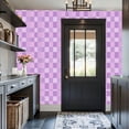 thumbnail image 3 of Peel and Stick Wallpaper Purple Checkerboard Light Dark Shades Wall Mural 17.7in x 9.8ft Self Adhesive Removable Wall Paper Renter Friendly Wallpaper for Nursery Bedroom Cabinets, 3 of 8