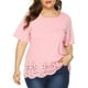 thumbnail image 1 of Sonducket Blusa de mujer Camiseta de manga corta con cuello Camiseta suelta informal para niña Prendas para la parte del cuerpo Rosa 3XL, 1 of 7