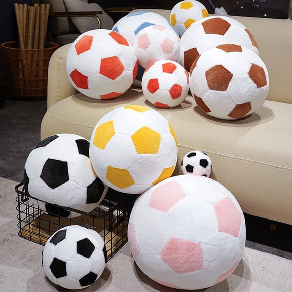 Soccer Ball Plush Toy Soft Stuffed Sports Cushion Pillow for Party Favors Game Room Decor and Fun Soccer Gifts for Fans, 6 Inch Blue