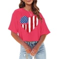 thumbnail image 2 of TSADFHJI Hauts Femmes Manches Courtes Crop Tops Décontractés Mode Imprimé Col Rond Manches Courtes T-Shirt TTG, 2 of 4