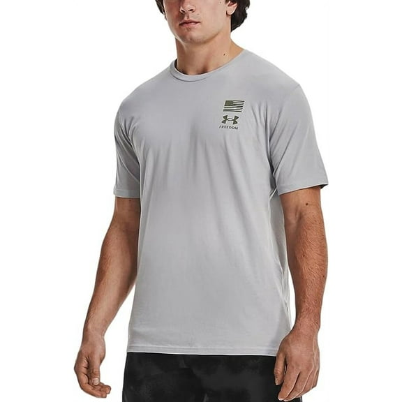 Under Armour Men's UA Freedom Flag Variation T-Shirt Mod Gray Marine Green Short Sleeve Loose Fit Tee small