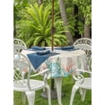thumbnail image 4 of Outdoor Tablecloth with Umbrella Hole Zipper Beige Coastal Round Tablecloth 60" Waterproof Outside Table Cloth Summer Nautical Beach Coral Starfish Patio Table Cover Tablecloths for Picnic Party, 4 of 8