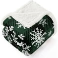 thumbnail image 3 of Christmas Sherpa Throw Blanket Super Soft Flannel Fleece Blanket for Bed Sofa Couch Thick Winter Holiday Warm Cozy Christmas Decorative Blanket 50''''x60'''', Green Snowflake, 3 of 8